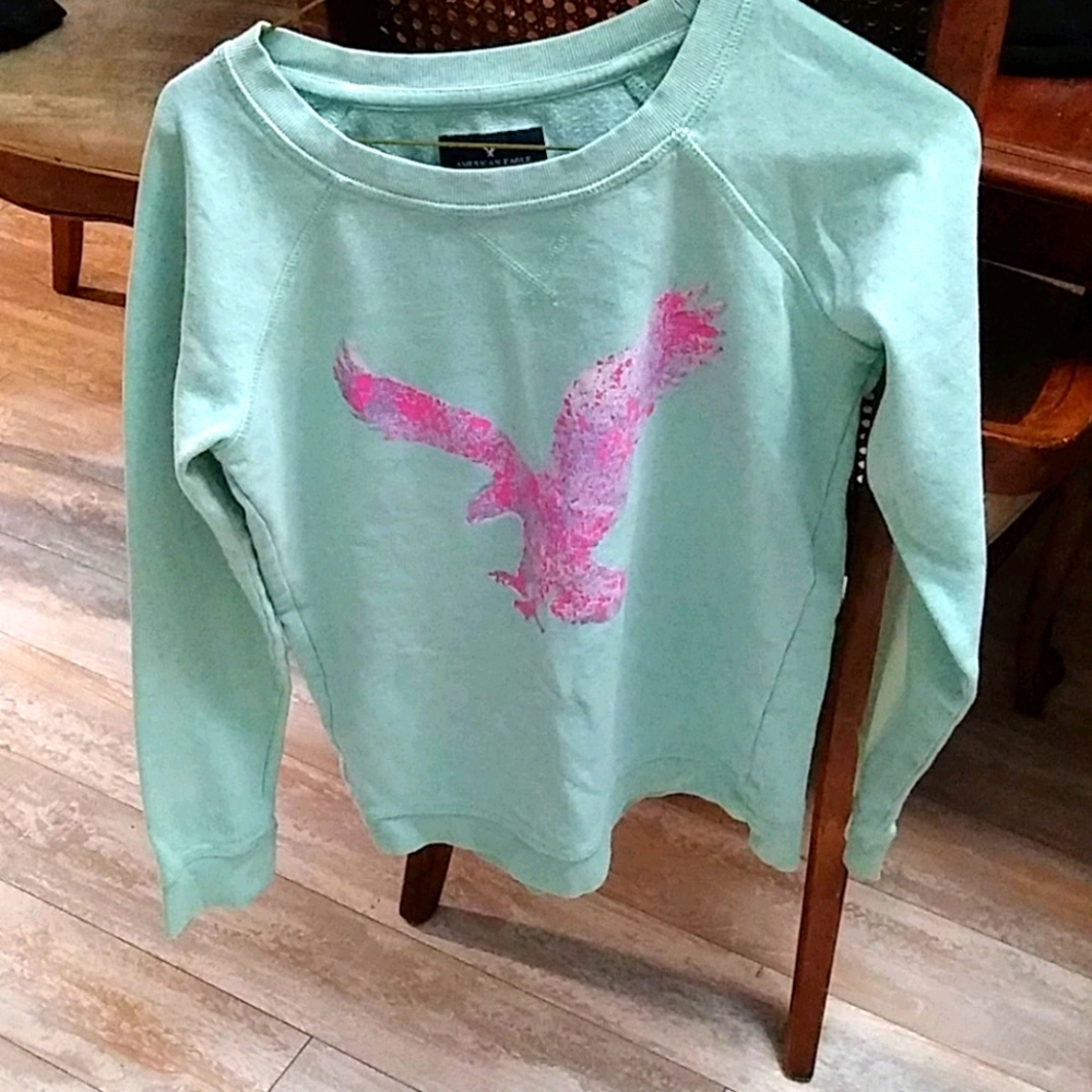 American Eagle blue and pink sweater